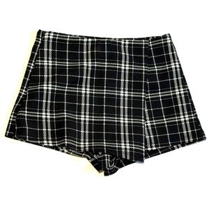 Black & White Plaid High-Rise Skort Shorts Spring and summer clothes
